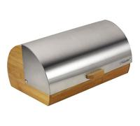 Maestro MR-1673S, Boîte à Pain, Couvercle Coulissant, Récipient de Rangement pour Garder Le Pain et Les Petits Pains Frais Plus Longtemps, Design Élégant, Acier Inoxydable, Bois, Bread Box