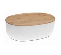 Kela Boîte à pain Namur – plastique, couvercle en bambou 37,5×23×14 cm Blanc