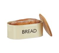 Boîte à pain ovale ronde rétro BREAD beige XL coffre à pain corbeille couvercle