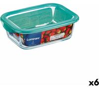 Boîte à pain rectangulaire avec couvercle luminarc keep'n lagon turquoise 1,97 l 22 x 15,6 x 7,2 cm verre (6 pièces)