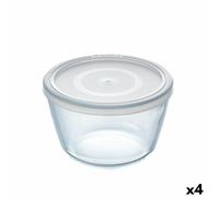 Boîte à pain ronde avec couvercle pyrex cook & freeze 1,1 l 15 x 15 x 10 cm verre silicone transparent (4 pièces)
