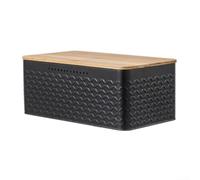 Boîte à pain rustique au design élégant qui combine fonctionnalité et esthétique pour une cuisine moderne (noir)