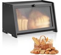 Boîte à pain VEVOR pour le comptoir de la cuisine Boîte à pain Organisateur de pain en bois pour le pain fait maison, boîte de rangement avec plaque de porte en acrylique ondulée, rangement du pain No