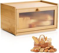 Boîte à pain VEVOR pour le comptoir de la cuisine Boîte à pain Organisateur de pain en bois pour le pain fait maison, boîte de rangement avec plaque de porte acrylique ondulée, conservation du pain na
