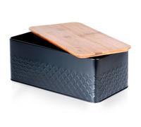 VILDE Boîte à pain - avec une planche à découper en bois - Métal - avec planche en bois - Design élégant