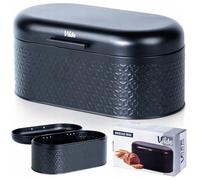 Vilde - Boîte en métal pain - Boîte à pain en acier - Noir - 34 x 20 x 15 cm