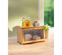 Boîte à pain XXL en bambou et bois avec vitre - 40 x 20 x 23,5 cm
