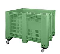 Boîte à palette perforée avec 4 roues Big-Box en HDPE 1200 x 1000 Hauteur 945 mm