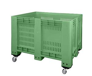 Boîte à palette perforée avec 4 roues Big-Box en HDPE 1200 x 1000 Hauteur 945 mm