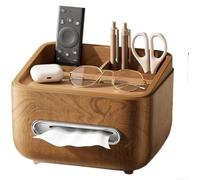 Boîte à papier texturé en bois avec support de téléphone à large ouverture (B)