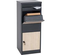 Boîte aux lettres Mendler Boîte aux lettres HWC-G80 taille L galvanisé anthracite imitation bois clair