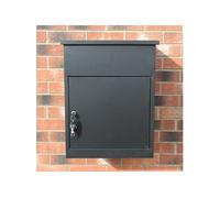 Boîte aux lettres noire verrouillable à fixation murale - Grande boîte aux lettres d'extérieur en acier galvanisé résistant aux intempéries - 5 clés - 58 x 46 x 36 cm