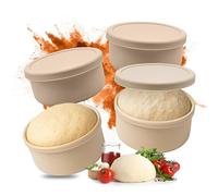 Boîte à pâte Relaxdays, Lot de 4, Silicone, jusqu'à 350 g de pâte, congélable, H x P : 6,5 x 14,5 cm, Beige