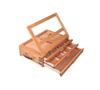 Boîte à Peinture Portable avec Chevalet Chevalet d'artiste en bois for peinture avec tiroir, boîte de table, valise de bureau portable, matériel de dessin, fournitures d'art(Color 4)