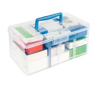 Boîte à Pharmacie à 2 Niveaux, Boîte de Rangement à Médicaments avec Compartiment Amovible, Organiseur Médical en Plastique, Premiers Secours Portable à Domicile au Bureau 29.5 x 14.5 x 16.5 cm