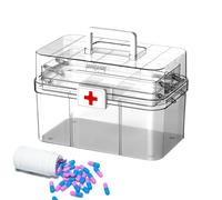 Boîte à pharmacie à 3 couches, organiseur familial de grande capacité à l'épreuve de la poussière avec poignée et boucle pour l'école, le camping, les voyages et la maison