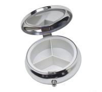 Boîte à pharmacie argentée galvanisée pour voyage d'affaires (ronde) | Rond de 50 mm de diamètre, finition galvanisée argentée, facile à transporter, peut contenir des pilules ou des boucles