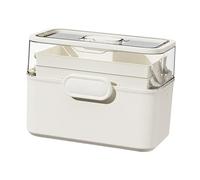 Zialofi Boîte à Pharmacie Portable, conteneur pour Articles Divers, légère, Grande capacité, Anti-poussière, Transparente, Organiseur de Table pour Commode, Blanc