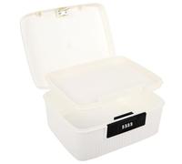Boîte à Pharmacie Verrouillable à 2 Couches, Petite Caisse à Monnaie Verrouillable, Boîte de Rangement Verrouillable avec Serrure à Combinaison 4 Chiffres, pour Médicaments, Collations (Blanc)