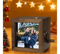 Boîte à photo à rabat personnalisée avec lumière blanche chaude, boîte à manivelle pour photo d'animation personnalisée, boîte d'amour créative pour couple de mariage