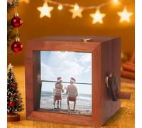 Boîte à photos faite à la main avec mouvement à rabat - Boîte cadeau avec manivelle rotative personnalisée - Souvenir d'amour fait à la main pour petite amie (16 photos, sans LED)