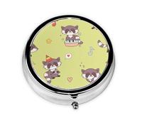 Boîte à pilules 3 compartiments motif raton laveur Kawaii CuteMeta, organiseur portable