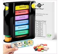 Boîte à pilules 7 jours 4 compartiments - Organiseur pratique pour les déplacements - Boîte à médicaments adaptée aux personnes âgées - Boîte à médicaments matin, midi soir, boîte hebdomadaire - Smart