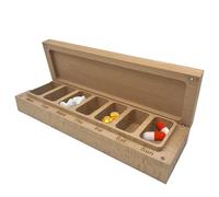 Boîte à Pilules 7 Jours, Pilulier en Bois Portable, Organisation de Stockage pour Boucles d'Oreilles, Collier, Bracelet, Montre, Femmes, Voyage, Snack, Maison, Bureau et Extérieur