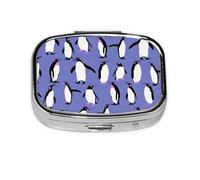 Boîte à pilules à 2 compartiments en forme de pingouin violet mignon, organiseur portable