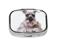 Boîte à pilules à 2 compartiments, motif chien Schnauzer mignon, organiseur portable