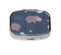 Boîte à pilules à 2 compartiments, motif hippopotame, organiseur portable