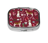 Boîte à pilules à 2 compartiments, motif Husky Candy Canes, chaussettes de Noël, chien Ruby, organiseur portable