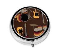 Boîte à pilules à 3 compartiments, motif rock et batterie rétro, organiseur portable