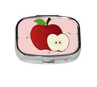 Boîte à pilules carrée de voyage - Motif fruits rouges - Mini pilulier portable (2 compartiments) - Boîte de rangement pour médicaments et vitamines