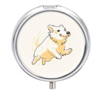 Boîte à pilules de voyage en forme de chien de dessin animé à 3 compartiments 3 fois par jour - Joli mini pilulier pour sac à main et poche - Boîte à médicaments portable en métal avec miroir