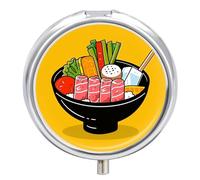Boîte à pilules décorative en métal à 3 compartiments - Motif dessin animé Hotpot - Organiseur de médicaments personnalisé - Pilulier de voyage pour l'extérieur