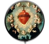 Boîte à pilules en forme de cœur sacré, boîte à bonbons, religieux, spirituel, catholique, religion, religion, Jésus, foi, bijoux en verre, bijoux photo