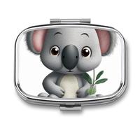 Boîte à pilules en forme de koala de dessin animé, 2 compartiments, organiseur de pilules portable pour poche ou sac à main, organiseur décoratif en métal pour médicaments et vitamines