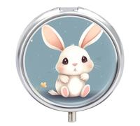 Boîte à pilules en forme de lapin mignon avec 3 compartiments - Organiseur de médicaments portable 3 x par jour avec miroir - Petit pilulier pour sac à main et poche - Joli récipient à médicaments
