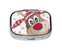 Boîte à pilules, étui à pilules, organisateur de médicaments, boîte à pilules de voyage, organisateur de pilules, porte-pilule,Impression de maison de Noël d’élan