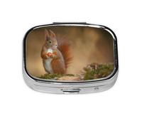 Boîte à pilules, étui à pilules, organisateur de médicaments, boîte à pilules de voyage, organisateur de pilules, porte-pilule,Écureuil roux animal mignon Sciurus