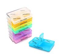 Boîte à pilules étui de rangement pour tablette de médecine,Pilulier Semainier Français, 7 Jours 4 Compartiments de couleur, pour les médicaments pour le petit déjeuner, le déje,dîner, Coucher