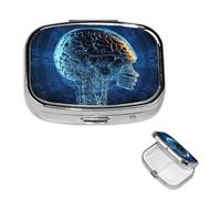 Boîte à pilules intelligence artificielle à 2 compartiments, petite boîte à pilules pour sac à main et poche, pilulier en métal avec miroir, pilulier quotidien de voyage, support portable pour