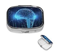 Boîte à pilules intelligence artificielle à 2 compartiments, petite boîte à pilules pour sac à main et poche, pilulier en métal avec miroir, pilulier quotidien de voyage, support portable pour
