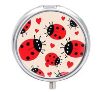 Boîte à pilules Ladybug à 3 compartiments pour portefeuille, organisateur de pilules de voyage en métal, organisateur de médicaments pour supplément d'huile de vitamine