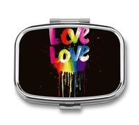 Boîte à pilules Love Is Love à 2 compartiments - Pilulier portable carré pour poche de voyage - Pour sac à main