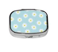 Boîte à pilules Marguerites mignonnes bleues, 2 compartiments, organiseur portable, boîte à pilules rectangulaire, 1813 compartiments