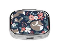 Boîte à pilules Meta à 2 compartiments avec motif renard et fleur Mon et sa fille