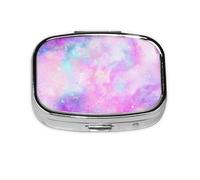 Boîte à pilules Meta à 2 compartiments, motif galaxie marbrée rose et violet, organiseur portable