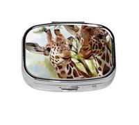 Boîte à pilules Meta à 2 compartiments - Motif girafe africaine - Organiseur portable rectangulaire - 850 compartiments